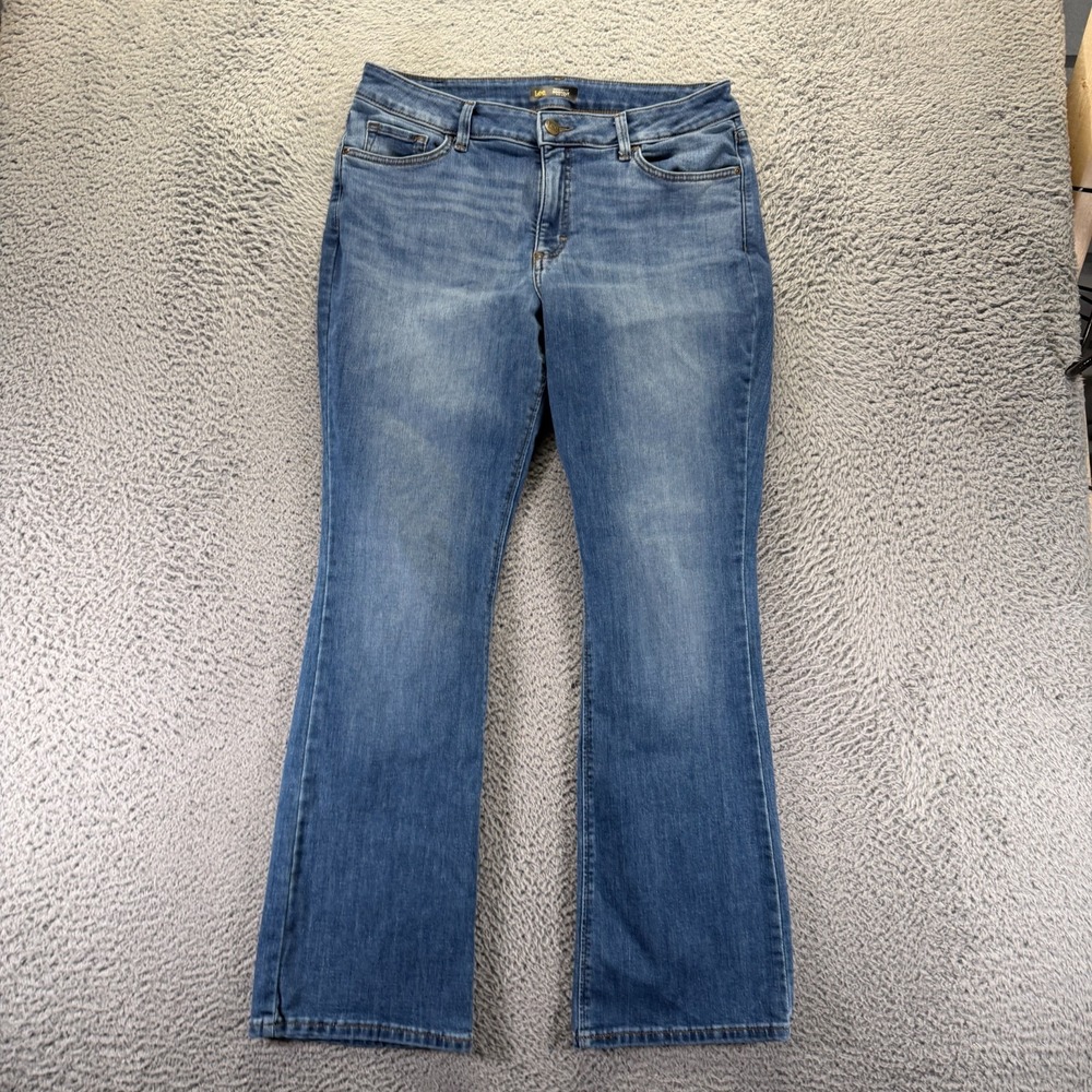 Lee Secretly Shapes Jeans Womens 14 Blue Cotton Denim Bootcut Mid Rise Stretch - Picture 1 of 12